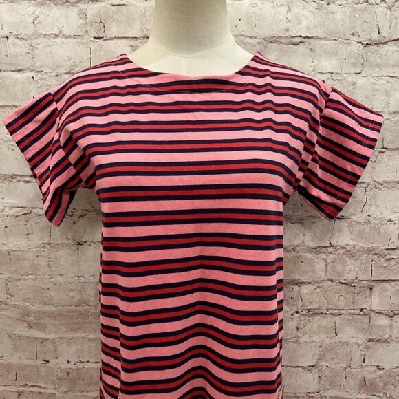 Gymboree Girls Casual Shift Dress XL (14)  Pink Blue Stripe Knit Valentine's Day - Picture 2 of 4